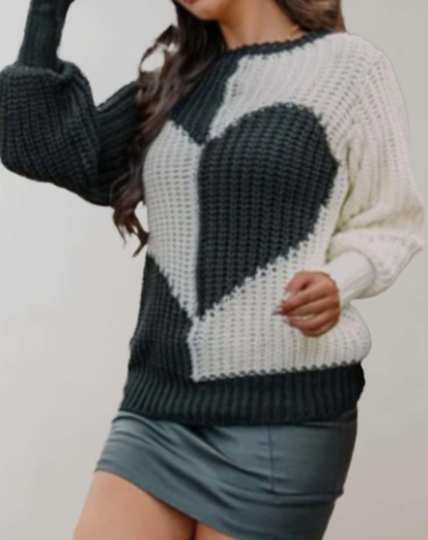 Michaela | Women's Ribbed Heart Print Sweater – Chic, Breathable & Perfectly Fitted