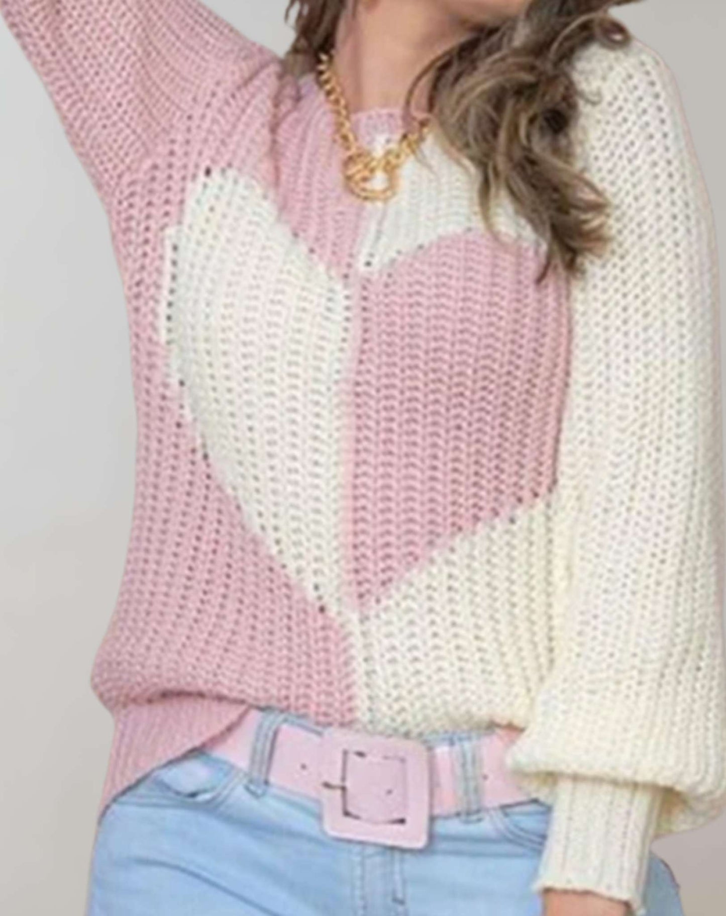 Michaela | Women's Ribbed Heart Print Sweater – Chic, Breathable & Perfectly Fitted