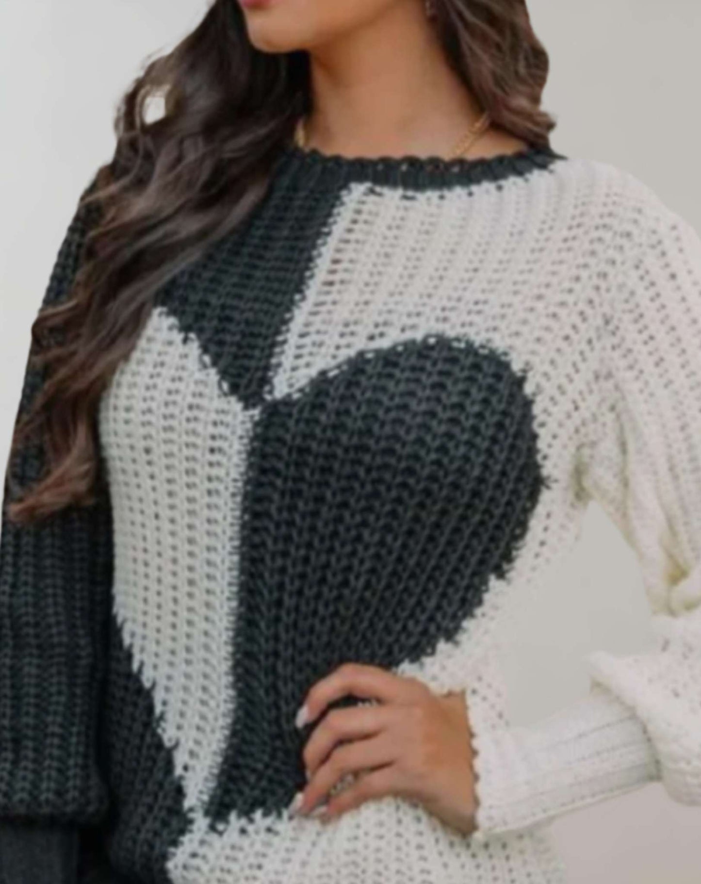 Michaela | Women's Ribbed Heart Print Sweater – Chic, Breathable & Perfectly Fitted